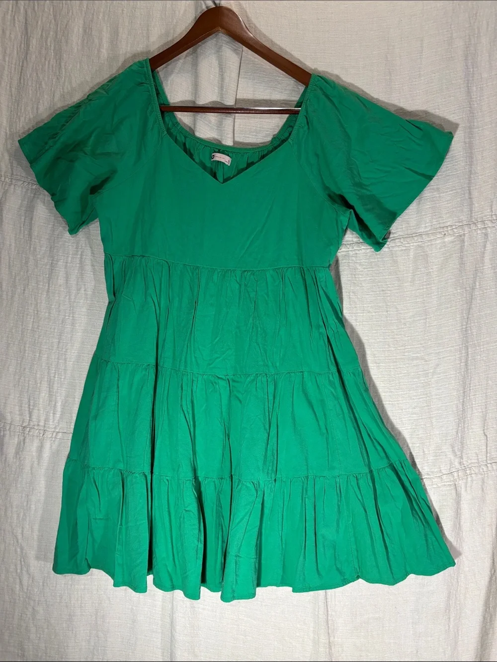 Sonoma Goods For Life Kelly Green Tiered Midi Dress XL Cotton Rayon Blend EUC - Picture 1 of 6
